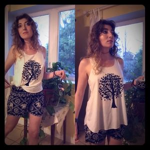 Tree Flowy Boho Style Yoga Tank Top 100% Cotton